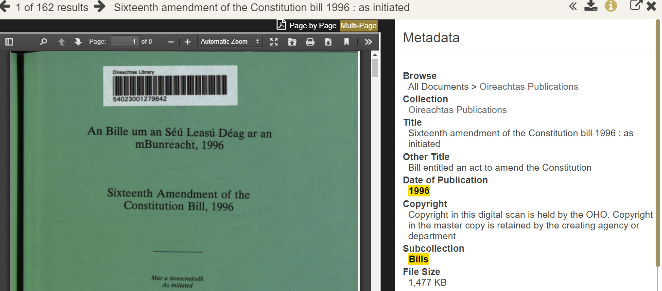 Document View with Metadata